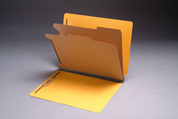 Type I Pressboard Classification Folders, Full Cut End Tab, Letter Size, 2 Dividers (Box of 10)