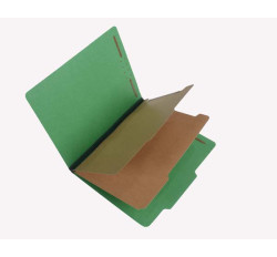 25 Pt. Pressboard Classification Folders, 2/5 Cut ROC Top Tab, Letter Size, 2 Dividers, Emerald Green (Box of 15)