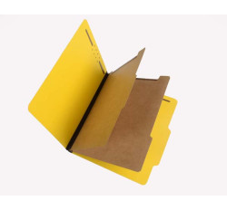 25 Pt. Pressboard Classification Folders, 2/5 Cut ROC Top Tab, Letter Size, 2 Dividers, Bright Yellow (Box of 15)