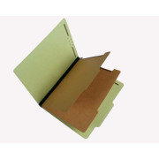25 Pt. Pressboard Classification Folders, 2/5 Cut ROC Top Tab, Letter Size, 2 Dividers, Green (Box of 15)
