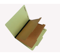 25 Pt. Pressboard Classification Folders, 2/5 Cut ROC Top Tab, Legal Size, 2 Dividers, Peridot Green (Box of 15)