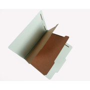 25 Pt. Pressboard Classification Folders, 2/5 Cut ROC Top Tab, Letter Size, 2 Dividers, Pale Green (Box of 15)