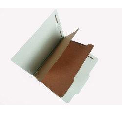 25 Pt. Pressboard Classification Folders, 2/5 Cut ROC Top Tab, Letter Size, 2 Dividers, Pale Green (Box of 15)