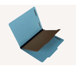 25 Pt. Pressboard Classification Folders, 2/5 Cut ROC Top Tab, Legal Size, 1 Divider, Blue (Box of 20)