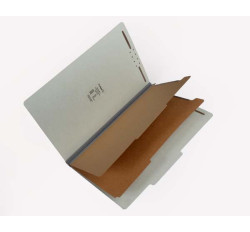 25 Pt. Pressboard Classification Folders, 2/5 Cut ROC Top Tab, Legal Size, 2 Dividers, Gray (Box of 15)