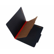 25 Pt. Fushion Black Pressboard Classification Folders, 2/5 Cut ROC Top Tab, Letter Size, 1 Divider, Scarlet Red tyvek (Box of 20)