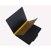 25 Pt. Fushion Black Pressboard Classification Folders, 2/5 Cut ROC Top Tab, Letter Size, 1 Divider, Yellow Tyvek (Box of 20)