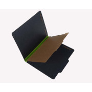 25 Pt. Fushion Black Pressboard Classification Folders, 2/5 Cut ROC Top Tab, Letter Size, 1 Divider, Lime Green Tyvek (Box of 20)