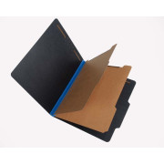 25 Pt. Fushion Black Pressboard Classification Folders, 2/5 Cut ROC Top Tab, Letter Size, 2 Dividers, Blue tyvek (Box of 15)