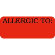 Allergy Warning Labels, ALLERGIC TO: - Fl Red, 1-7/8" X 3/4" (Roll of 500)