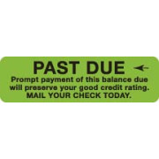 Patient Responsibility Labels, PAST DUE - Fl Green, 3" X 1-7/8" (Roll of 320)