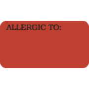 Allergy Warning Labels, ALLERGIC TO: - Fl Red, 1-5/8" X 7/8" (Roll of 500)