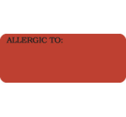 Allergy Warning Labels, ALLERGIC TO: - Fl Red, 2-1/4" X 7/8" (Roll of 420) Allergy Warning Labels, ALLERGIC TO: - Fl Red, 2-1/4" X 7/8" (Roll of 420)
