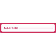 Allergy Warning Labels, ALLERGIC: - Red/White, 5-1/2" X 1" (Roll of 240)